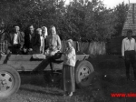 Na wozie od lewej: Zasim Józef, ?, Zasim Roman, Zasim Krystyna i ?. Stoją: ?, ?, ?
